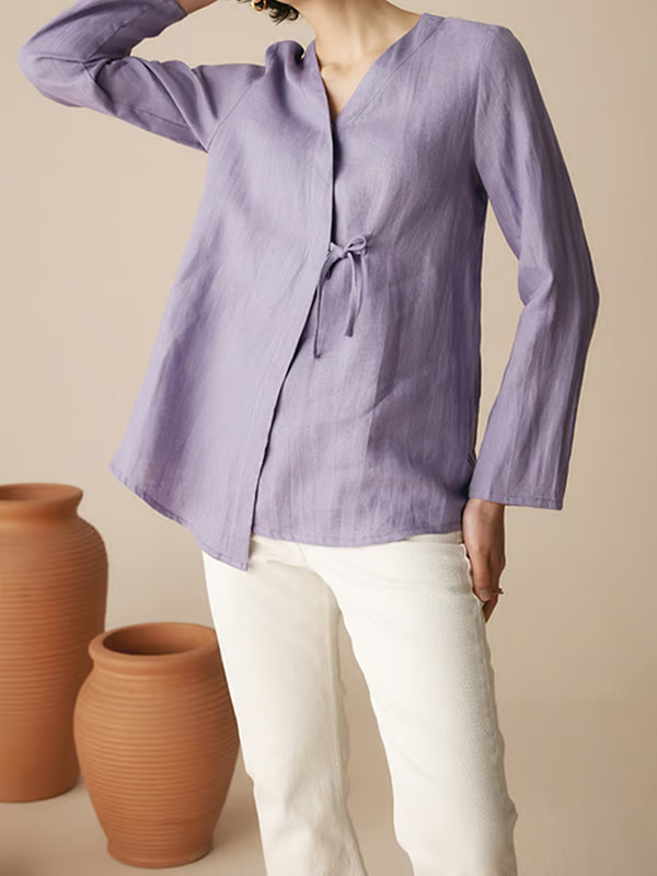 Lily | Linen Three Quarter Sleeve Top