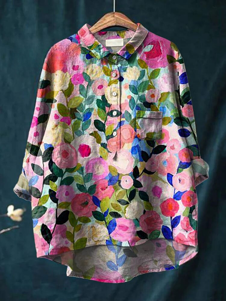 Lillian | Spring Floral Garden Cotton Linen Shirt