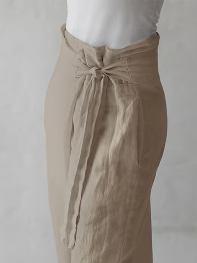 Seren | Lace-Tie Cotton Linen Trousers