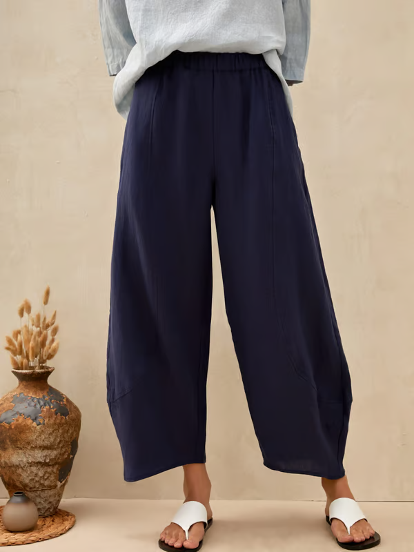 Alice | Solid Linen Classic Cropped Pants