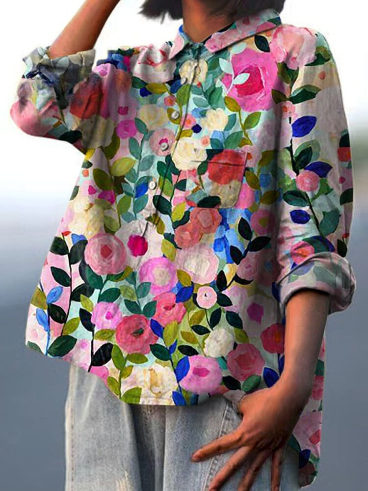 Lillian | Spring Floral Garden Cotton Linen Shirt