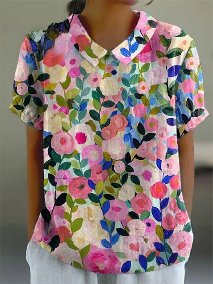 Lillian | Spring Floral Garden Cotton Linen Shirt