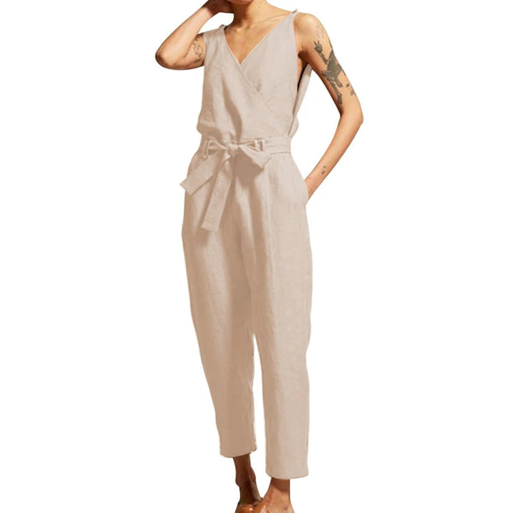 Hanne | Cotton Linen Strappy Jumpsuit