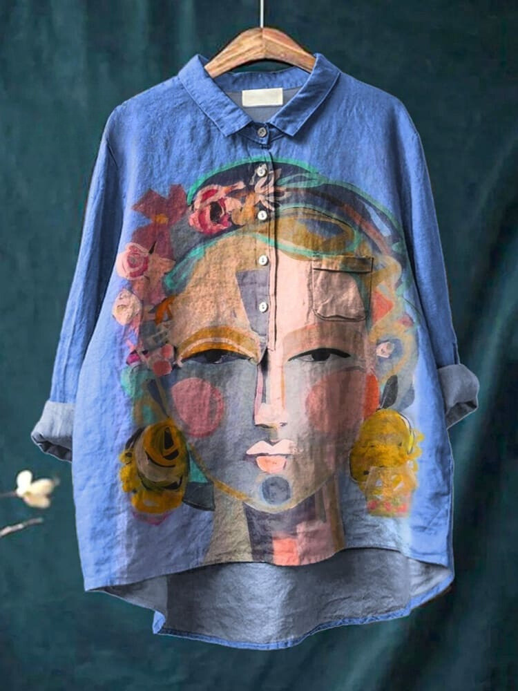 Isadora | Freda Portrait Art Cotton Linen Shirt