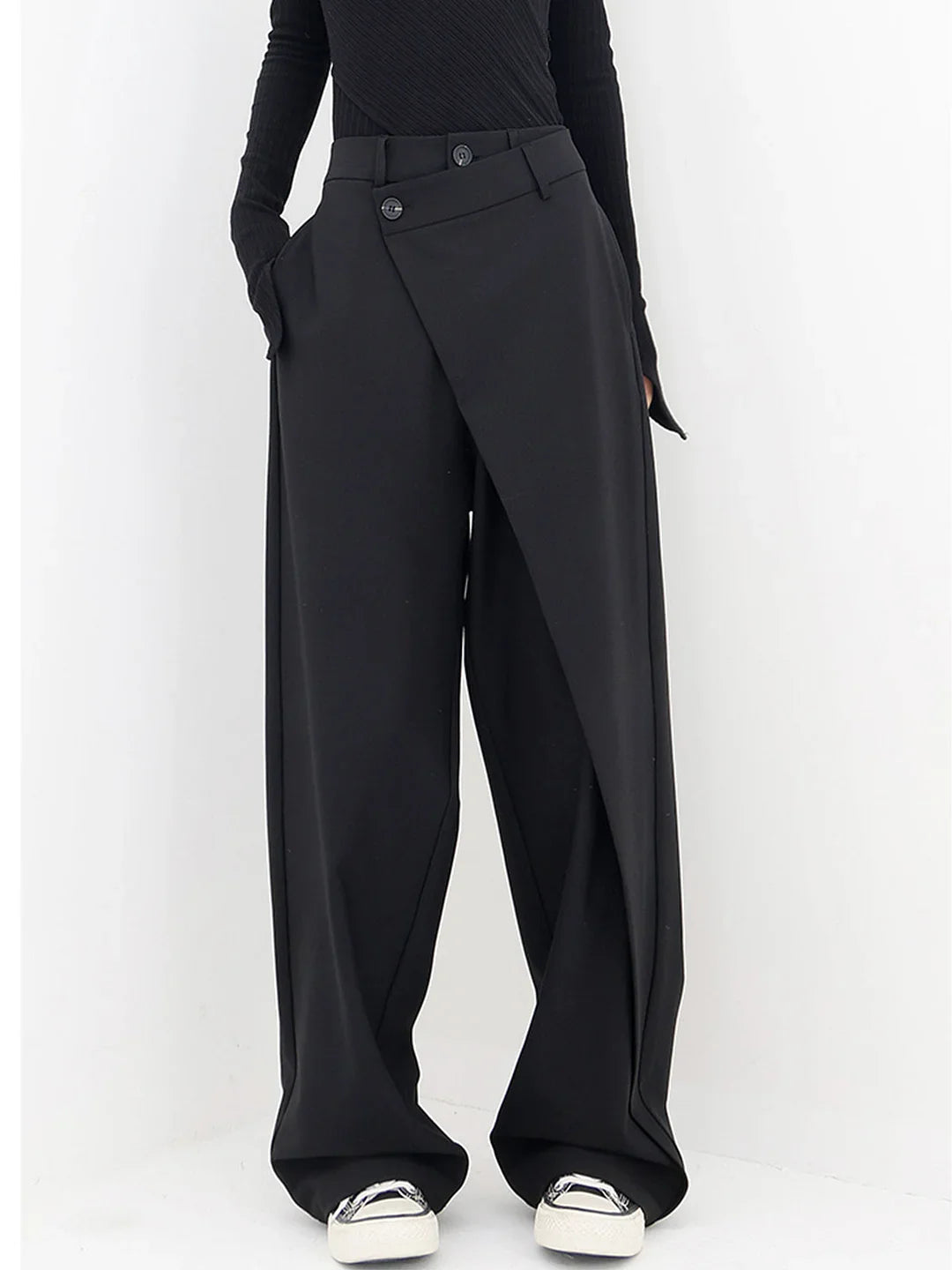 Arden  | Asymmetrical Button Wide-Leg Trousers