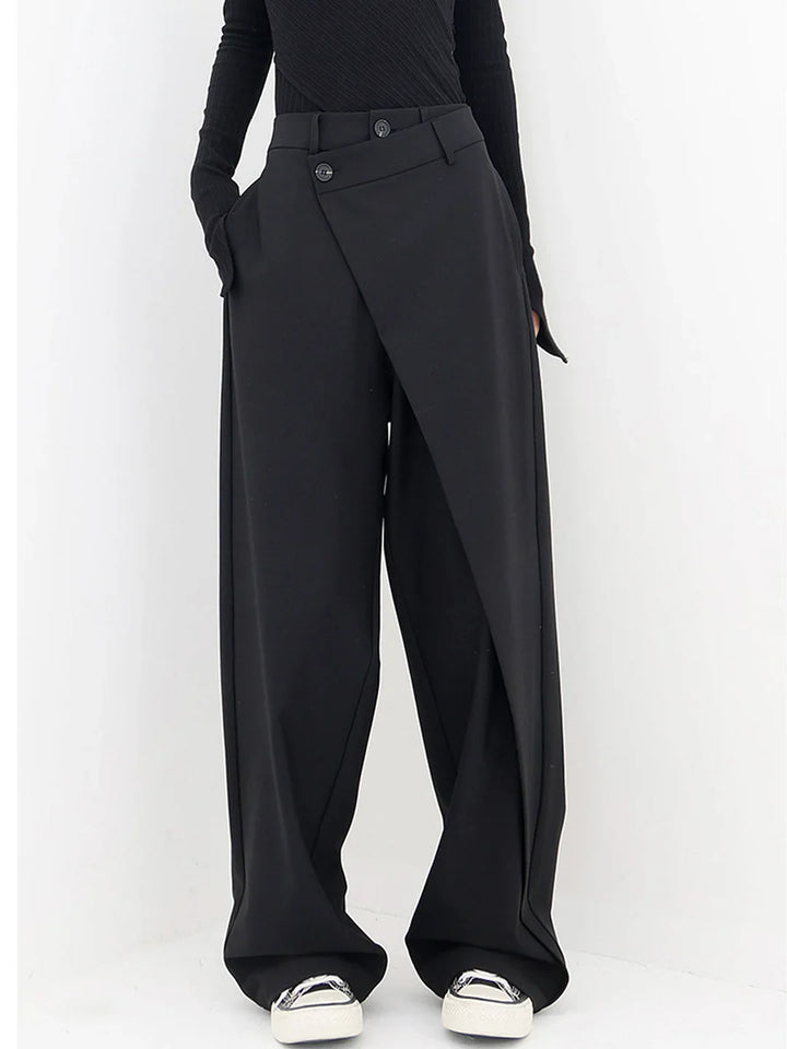 Arden  | Asymmetrical Button Wide-Leg Trousers