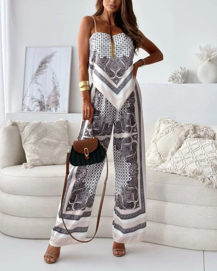 Elise | Printed Lace-Up Vest & Pants Set