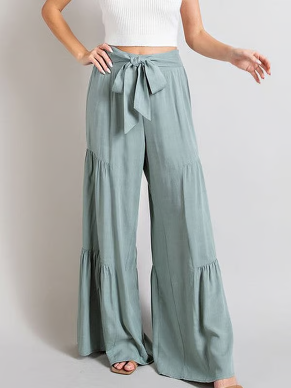 Victoria | Solid Color Casual Loose Pleated Wide Leg Pants