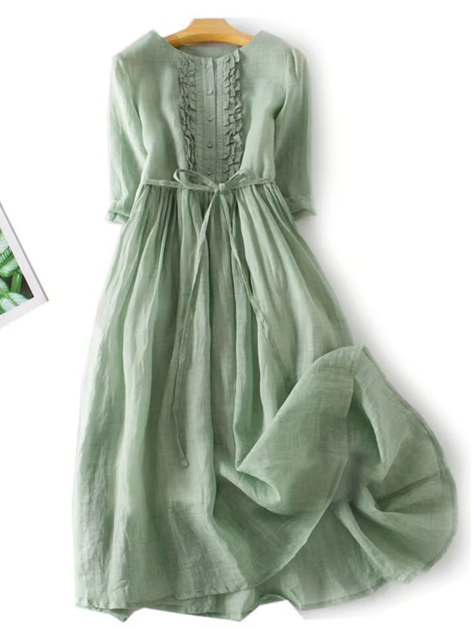 Jade | Solid Color Ruffle Dress