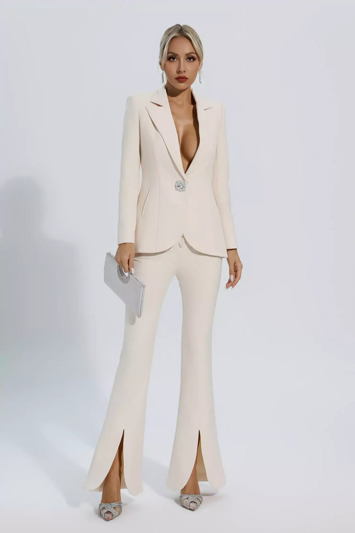 Merryn | Ivory White Long Sleeve Blazer Set