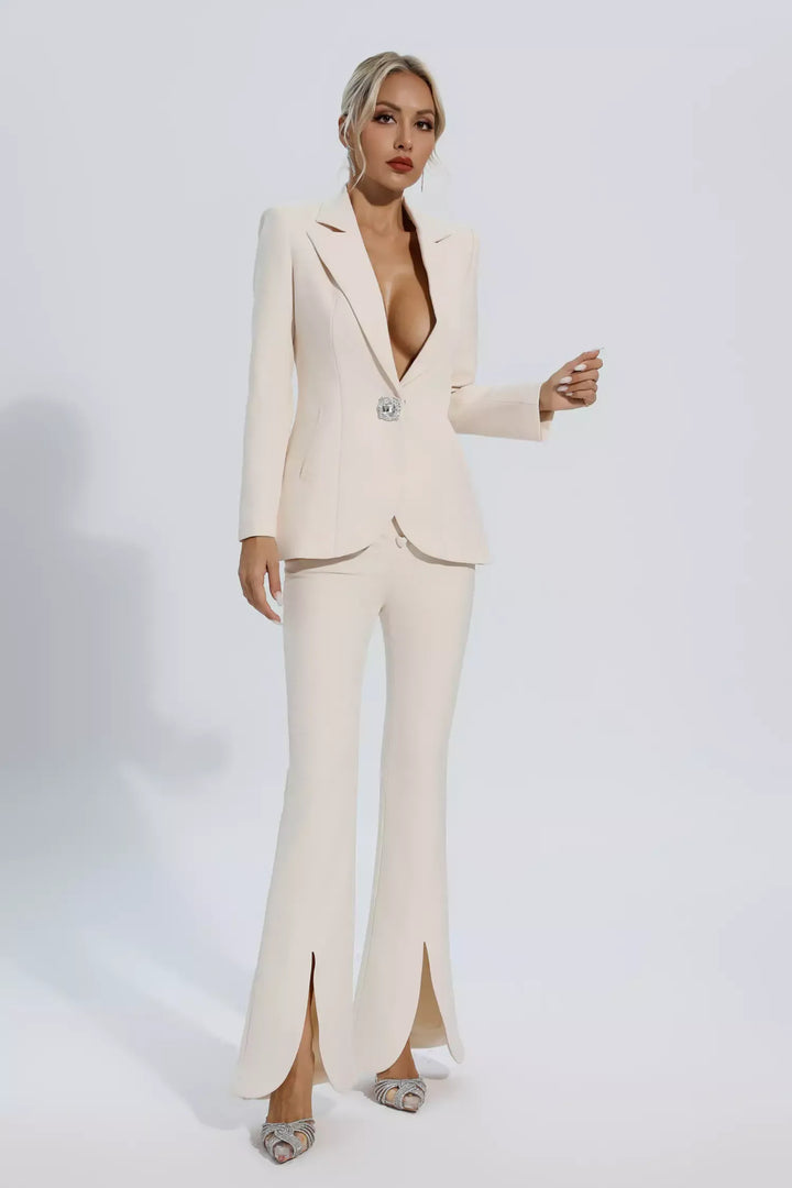 Merryn | Ivory White Long Sleeve Blazer Set