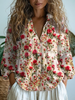 Helena | Retro Floral Art Long Sleeve Shirt