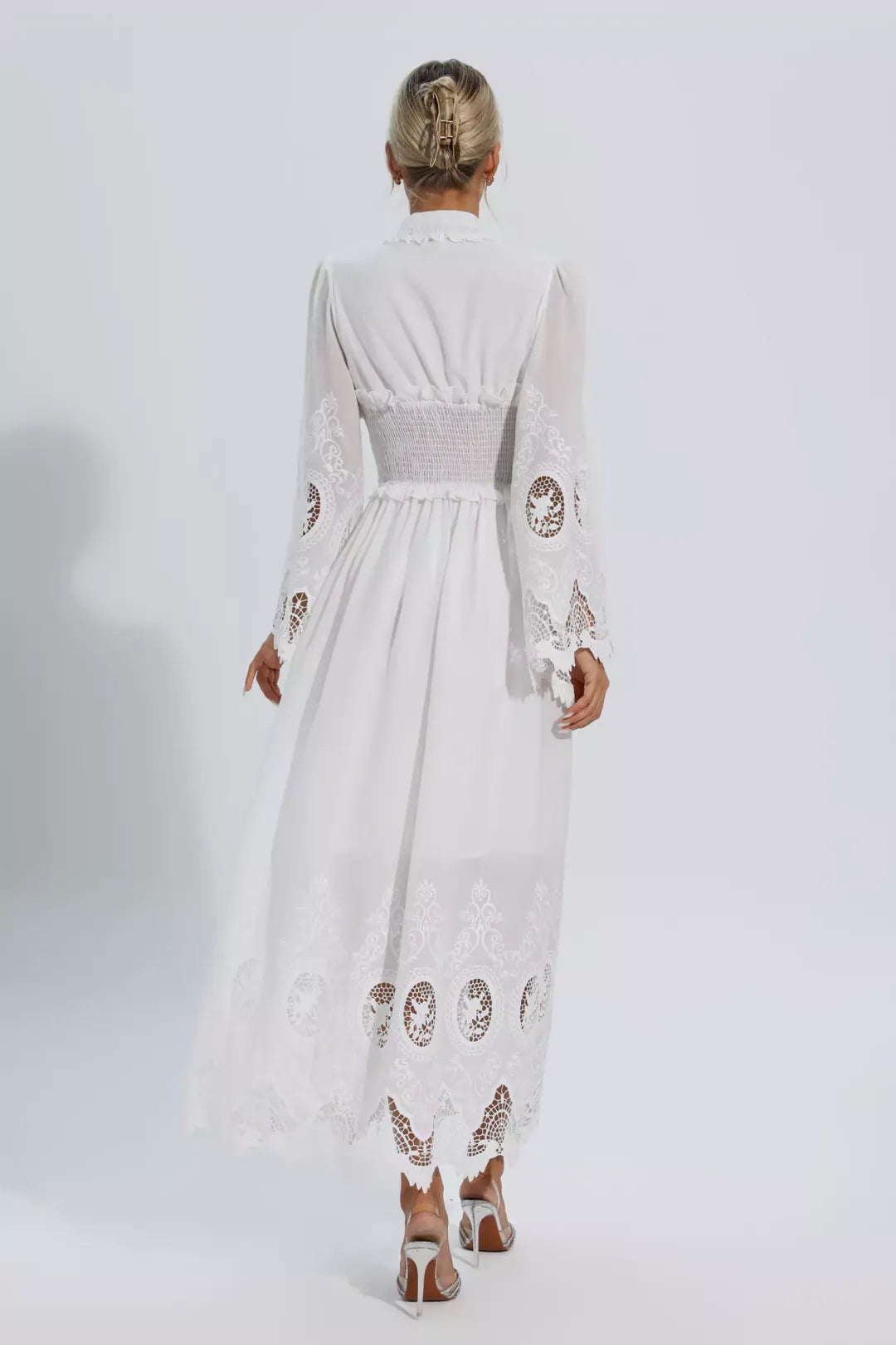 Blythe | White Long Sleeve Lace Maxi Dress