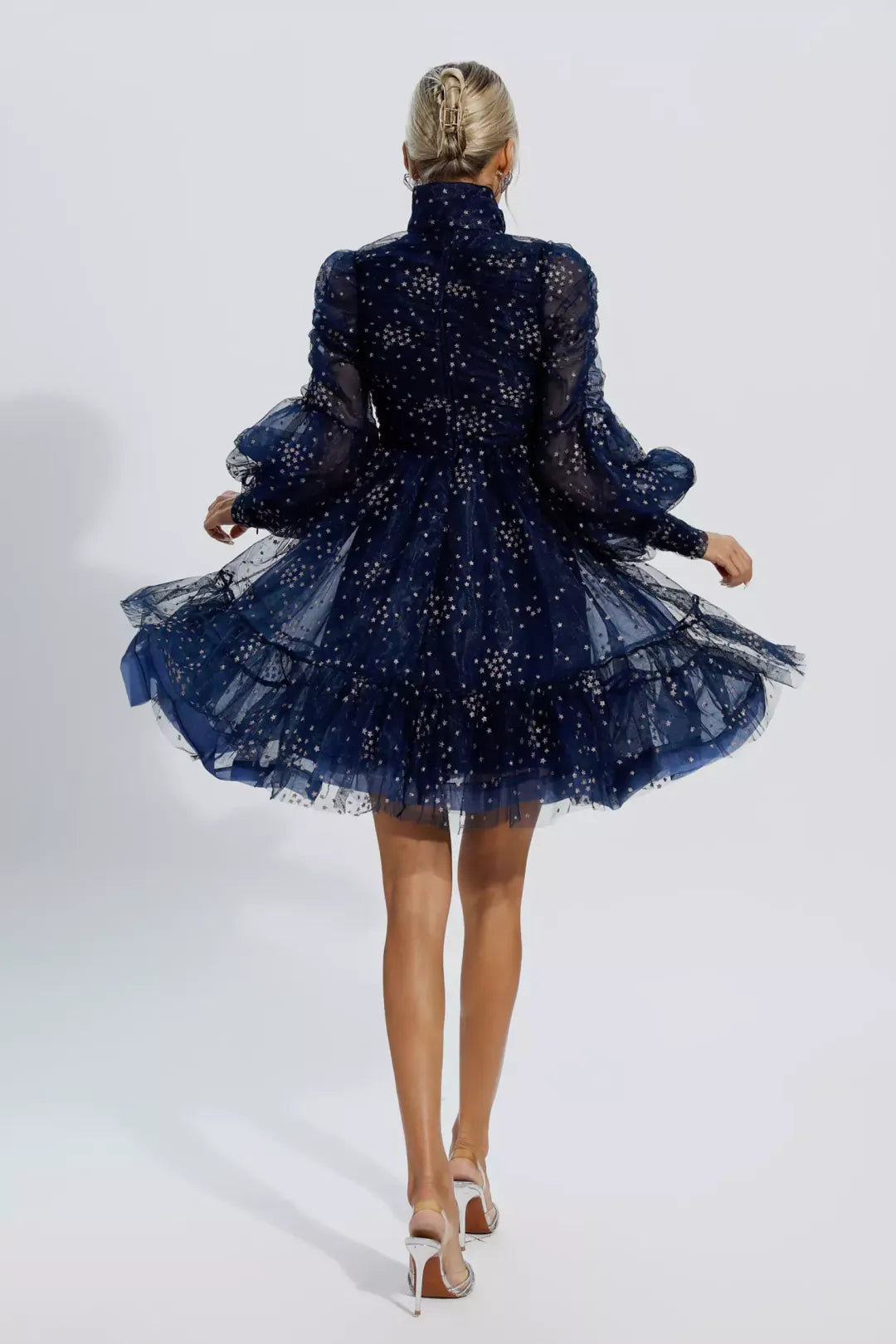 Anwen | Blue Mesh Stars Sequin Mini Dress