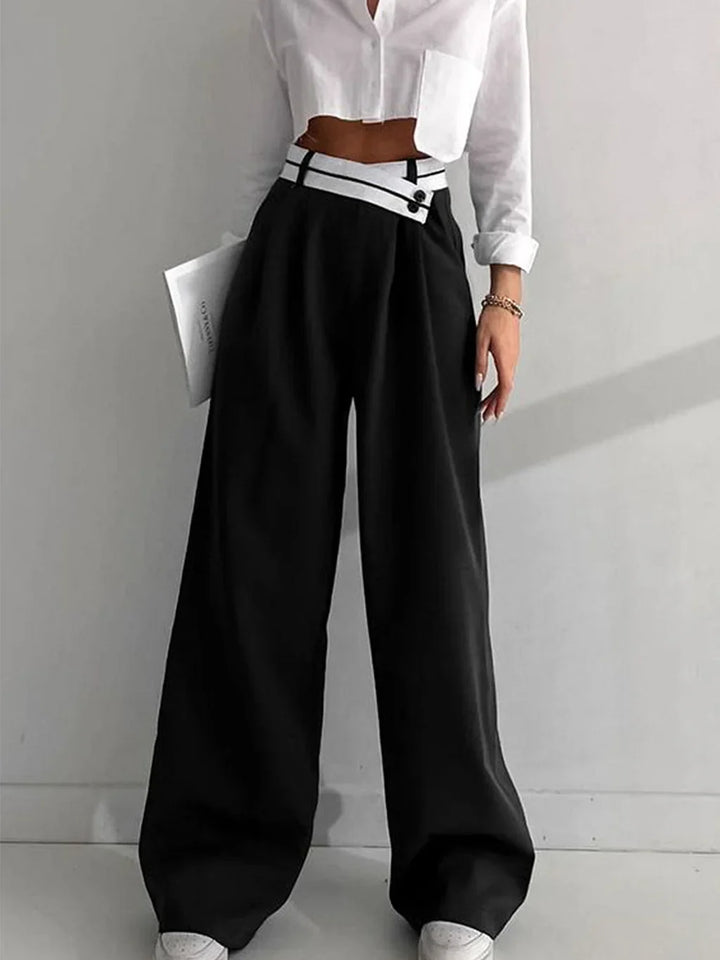 Luna | Asymmetrical Waist Wide Leg Pants