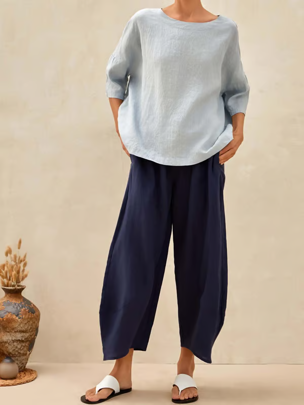 Alice | Solid Linen Classic Cropped Pants