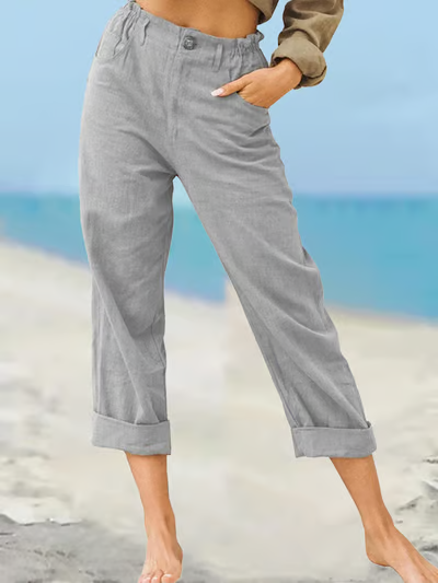 Maris | High-Waist Luxe Cotton Trousers