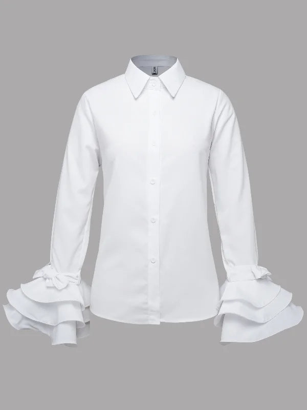 Elowen | Bow-Tied Flared Sleeve Lapel Blouse