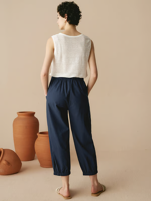 Beatrice | Linen Button Cropped Pants