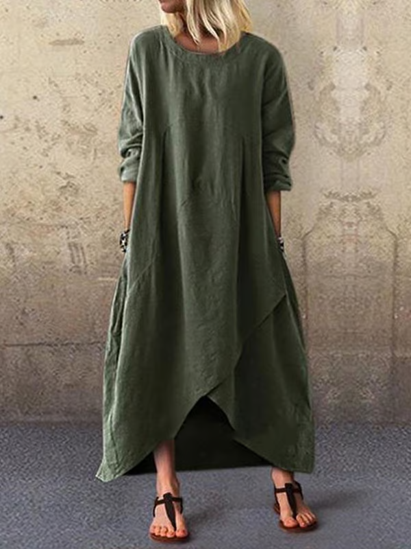 Amaris | Solid Linen A-Line Shift Dress