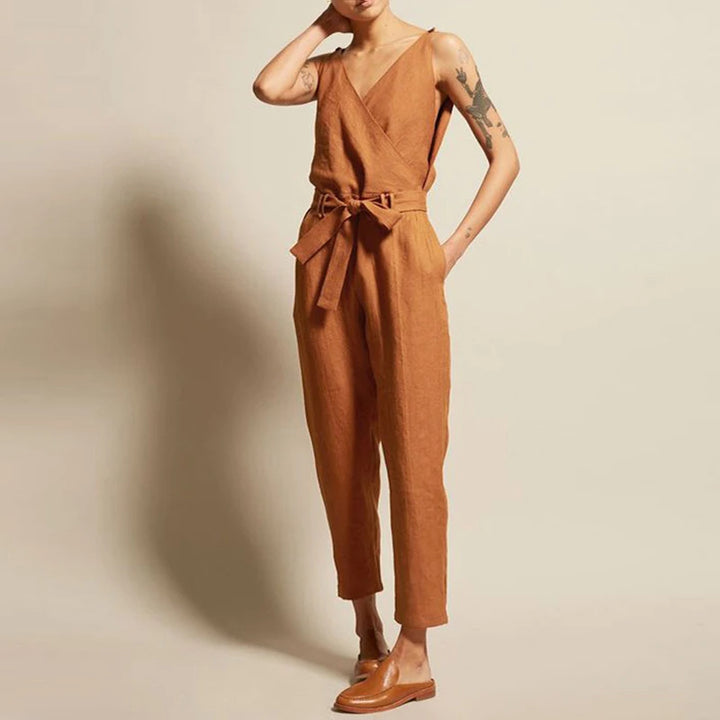 Hanne | Cotton Linen Strappy Jumpsuit