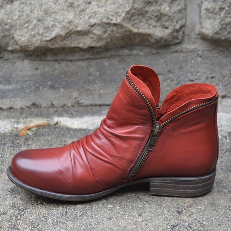 Zadie | Leather Boots with Zipper