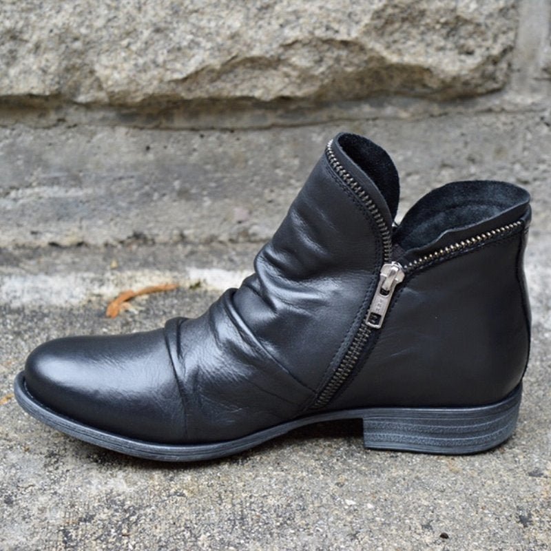 Zadie | Leather Boots with Zipper