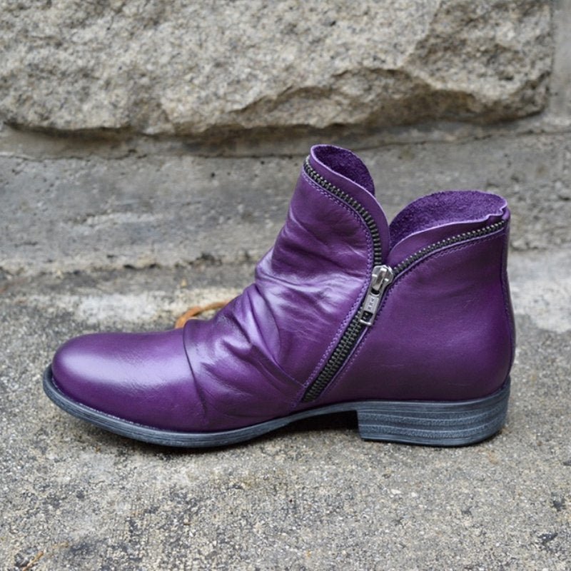 Zadie | Leather Boots with Zipper